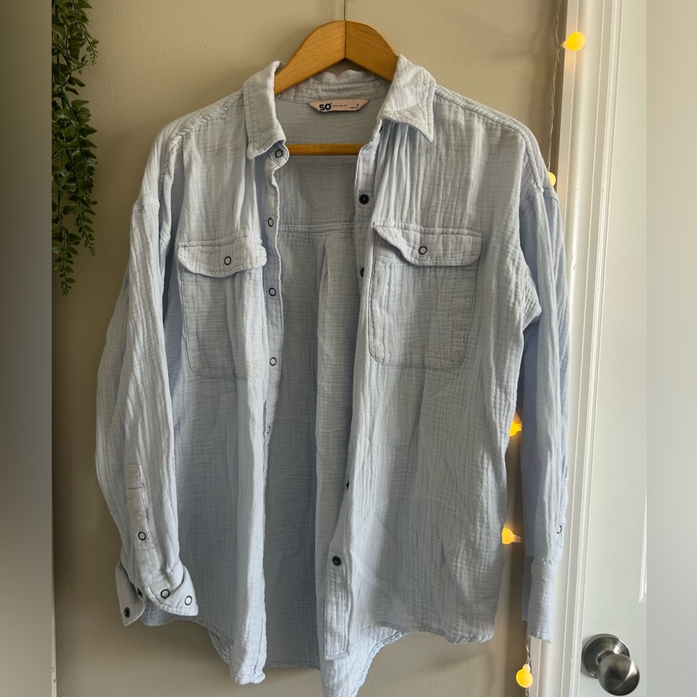 100% cotton button up - light blue size small